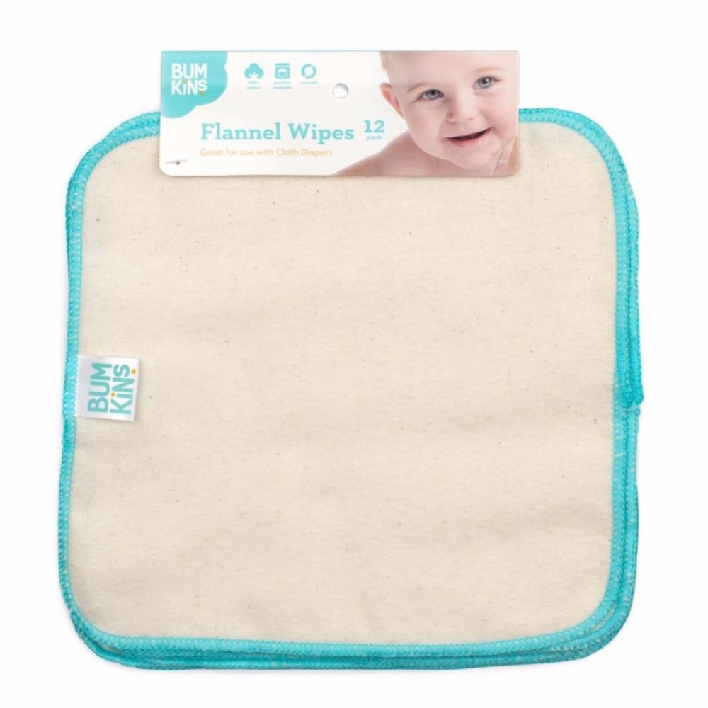 Bumkins Reusable Flannel Baby Wipes 12 Pack